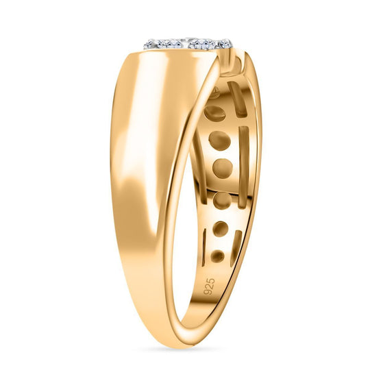 LUXURIANT DIAMOND - Lab Grown Diamant SI-GH Ring 925 Silber 750 Gelbgold vermeil (Größe 15.25) ca. 0,25 ct