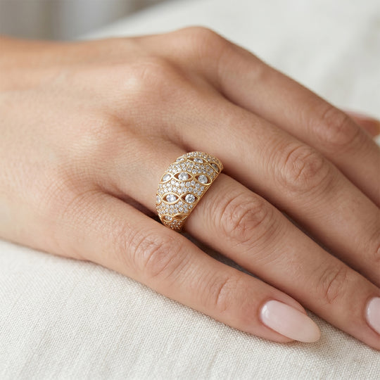 Weißer Zirkonia Ring Nickelfreies Messing, Goldfarben, (Größe 21.00) 2.00 ct