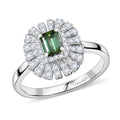 D'Joy AA Pirineu Lagoon Tourmaline, Moissanit Ring 925 Silber Rhodiniert (Größe 20.00) ca. 1,02 ct