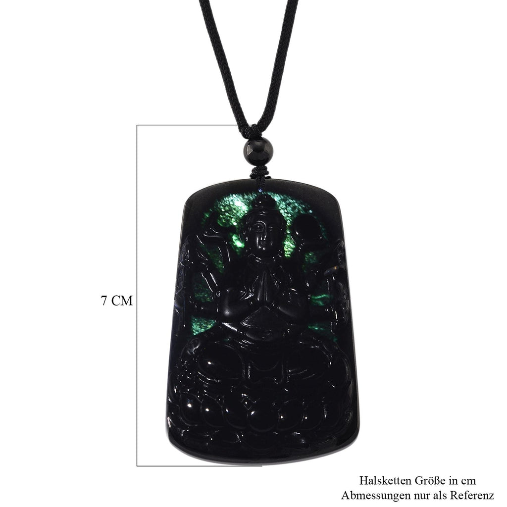 SEHR SELTEN - Schwarzer Jadeit Jade-Halskette ca. 70 cm, ca. 115.00 ct