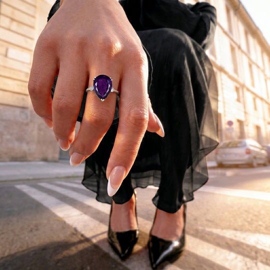 LUXURIANT DIAMOND - AAA Afrikanischer Amethyst, Lab Grown Diamant Ring 925 Silber Rhodiniert (Größe 17.00) ca. 25.32 ct