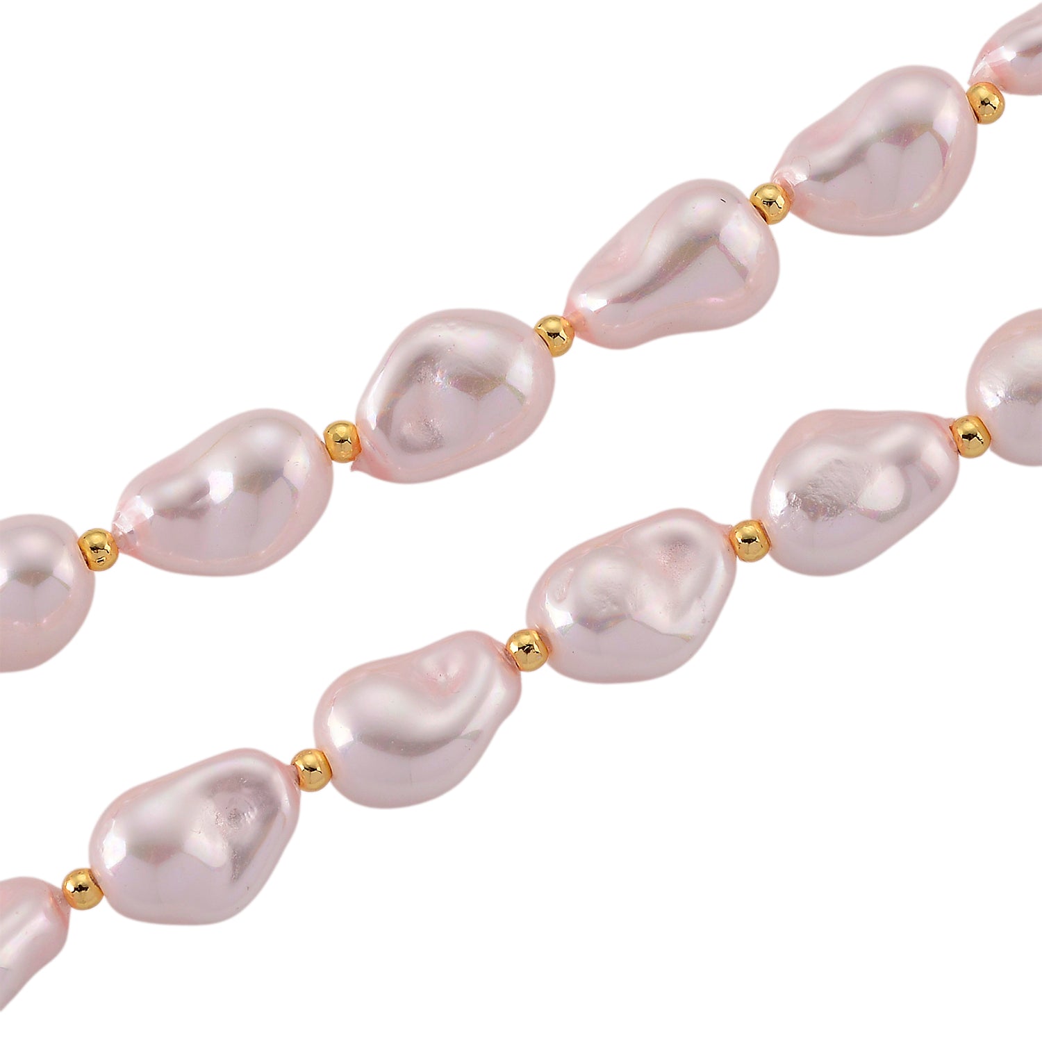 Rosa Muschelkernperle (10x14 mm) Halskette ca. 50 cm Reine Legierung gelb vergoldet