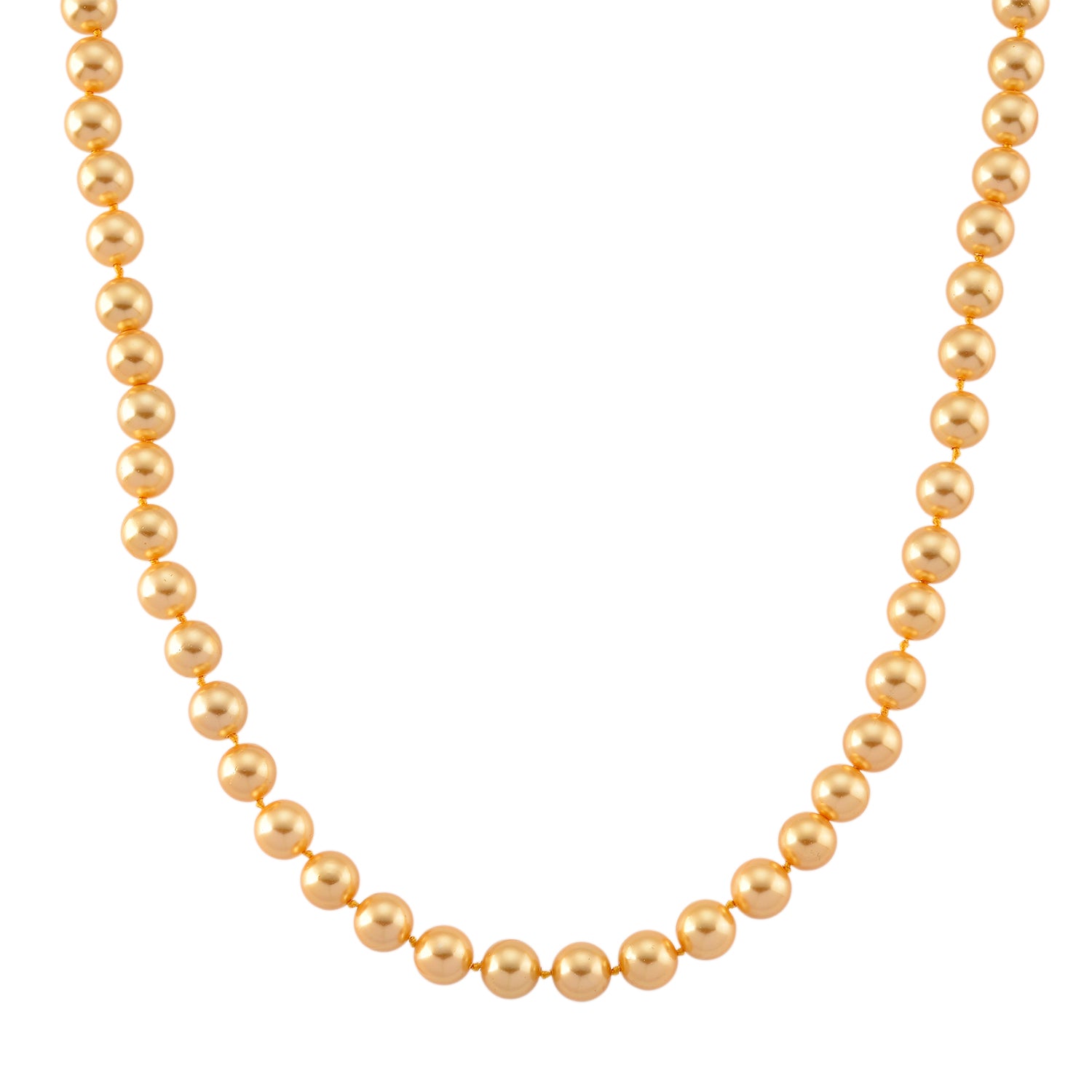 Goldene Muschelkernperle (9-11 mm) Halskette ca. 60 cm 316L Edelstahl