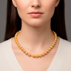 Goldene Muschelkernperle (9-11 mm) Halskette ca. 60 cm 316L Edelstahl