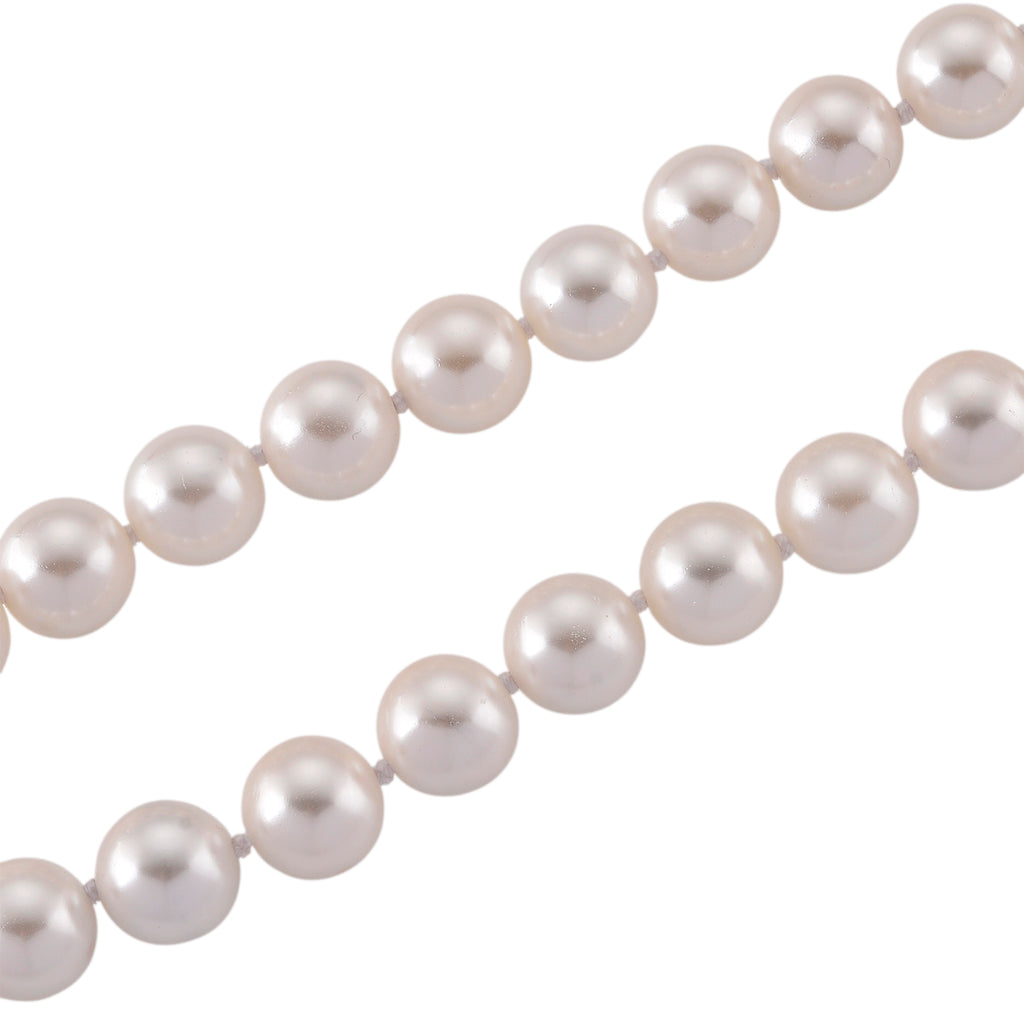 Weiße Muschelkernperle (9-11 mm) Halskette ca. 60 cm 316L Edelstahl