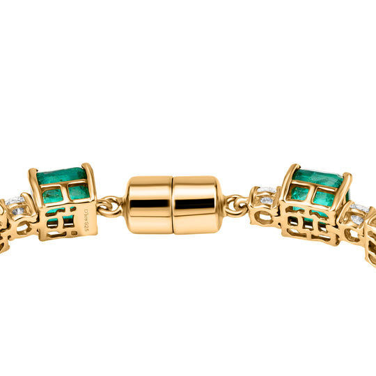 D'Joy Smaragd-Quarz Triplette, Moissanit Armband ca. 19 cm 925 Silber 750 Gelbgold Vermeil ca. 30.00 ct