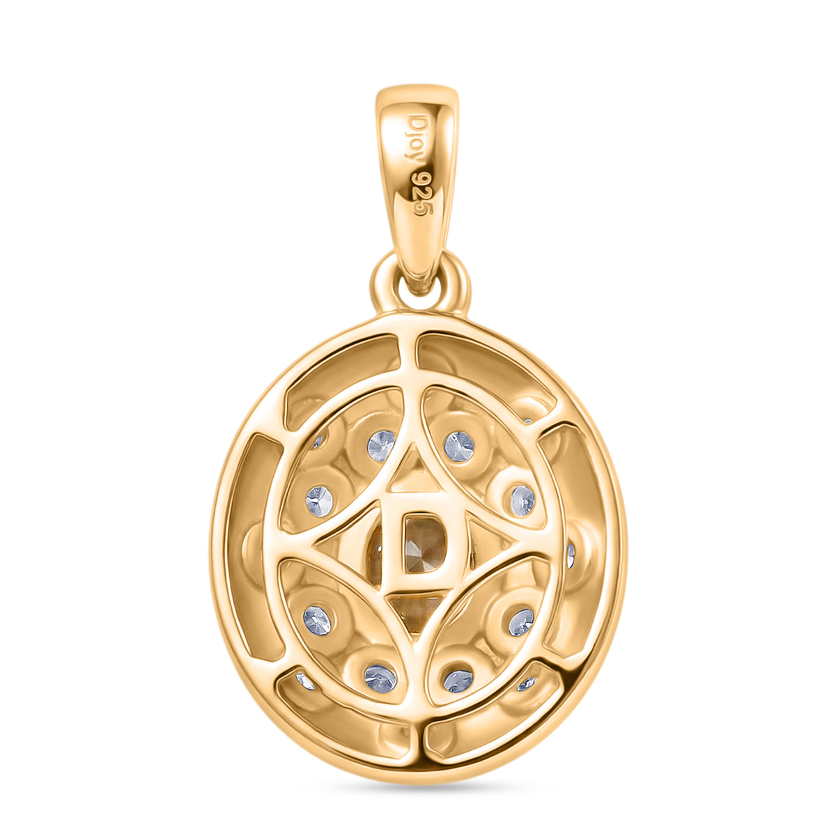 D'Joy AA Natürlicher goldener Tansanit, Weißer Zirkon Anhänger 925 Silber 750 Gelb Vergoldet ca. 0.66 ct