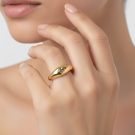 D'Joy AA Natürlicher goldener Tansanit Ring 925 Silber 750 Vergoldet (Größe 20.00) ca. 0.29 ct