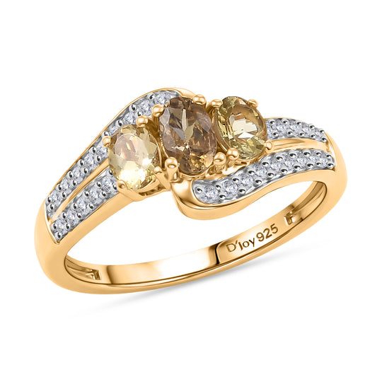 D'Joy AA Natürlicher goldener Tansanit Ring 925 Silber 750 Vergoldet (Größe 20.00) ca. 0.86 ct