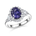 D'Joy AA Iolit, Moissanit AGI zertifiziert Ring 925 Silber Rhodiniert (Größe 17.00) ca. 3,00 ct
