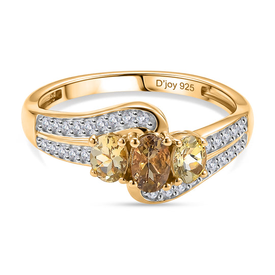 D'Joy AA Natürlicher goldener Tansanit Ring 925 Silber 750 Vergoldet (Größe 20.00) ca. 0.86 ct