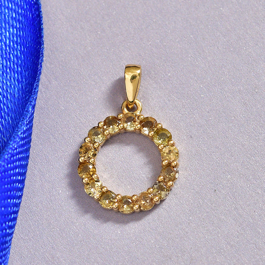 D'Joy AA Natürlicher goldener Tansanit Anhänger 925 Silber 750 Gelb Vergoldet ca. 1.26 ct