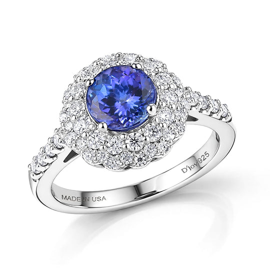 D'Joy AA Tansanit, Moissanit Ring 925 Silber Rhodiniert (Größe 17.00) ca. 2,30 ct