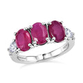 D'Joy AA Burmesischer Rubin, Moissanit Ring 925 Silber Rhodiniert (Größe 20.00) ca. 3,66 ct