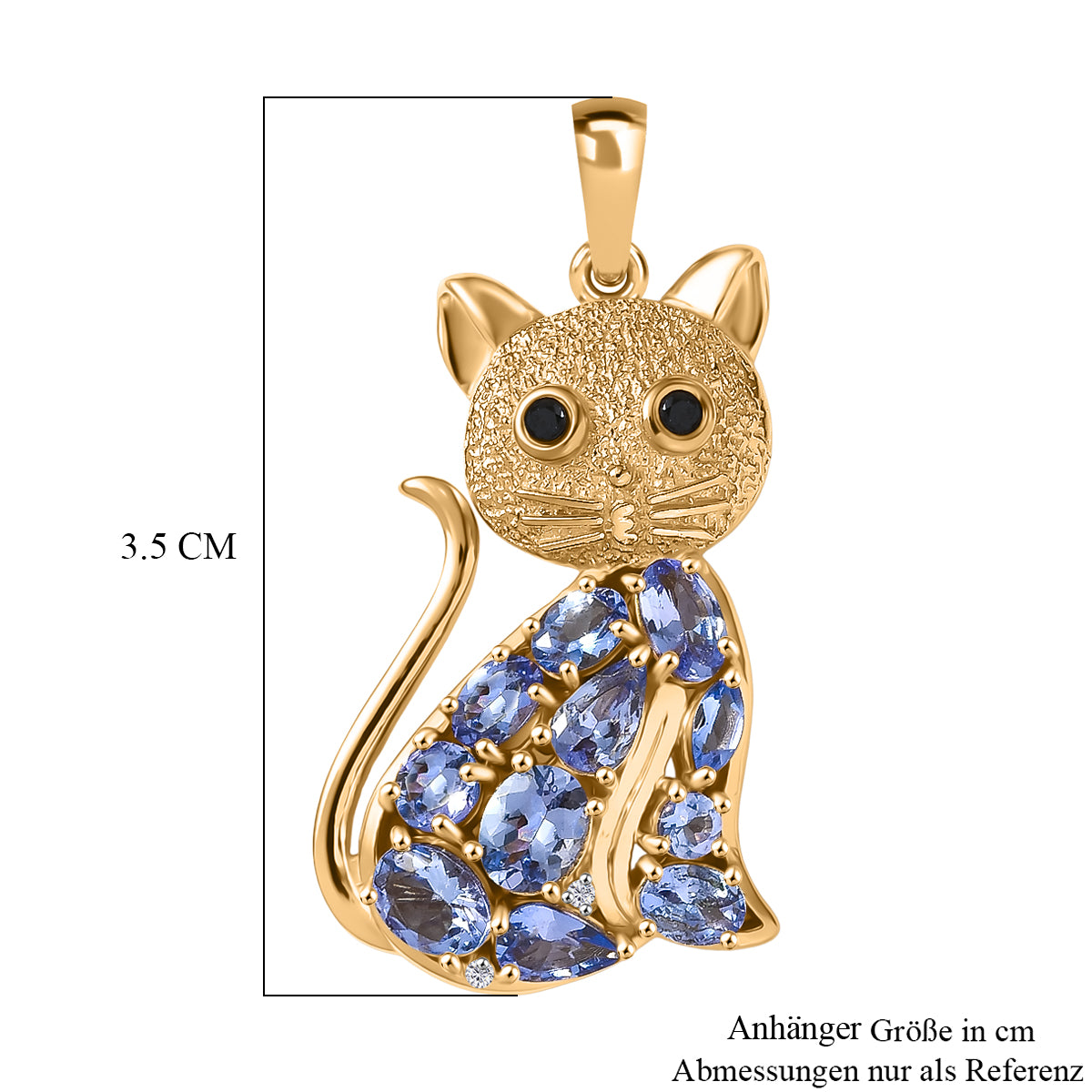 D'Joy Tansanit Anhänger 925 Silber 750 Gelbgold Vermeil ca. 2,25 ct.
