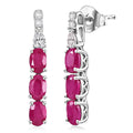 D'Joy AA Burmesischer Rubin, Moissanit Ohrringe 925 Silber Rhodiniert ca. 4,36 ct.