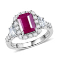 D'Joy AA Burmesischer Rubin, Moissanit Ring 925 Silber Rhodiniert (Größe 20.00) ca. 3,31 ct
