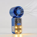 LIVMORE Hochgeschwindigkeits-Taschenventilator, LED-Licht, 3000mAh Akku, 6 Geschwindigkeitsstufen, Weiß
