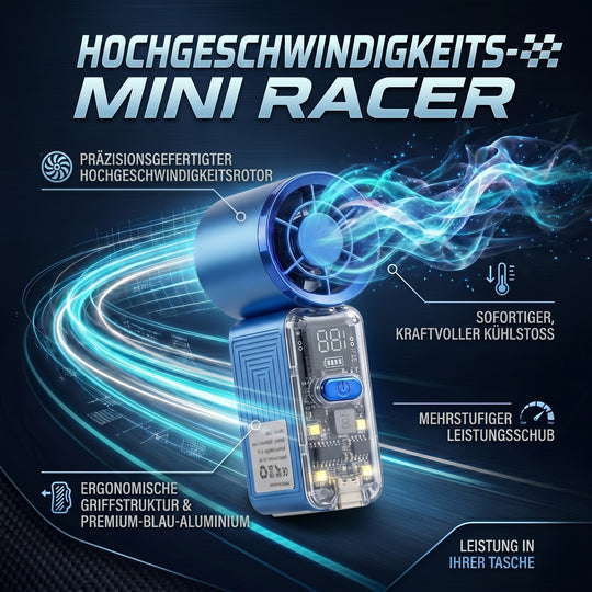 LIVMORE Hochgeschwindigkeits-Taschenventilator, LED-Licht, 3000mAh Akku, 6 Geschwindigkeitsstufen, Lila