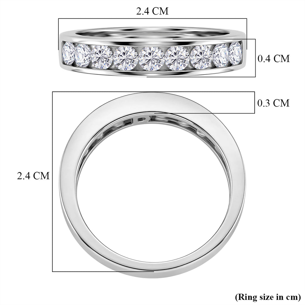 D'Joy Moissanit Ring 925 Silber Rhodiniert (Größe 18.50) ca. 1.00 ct