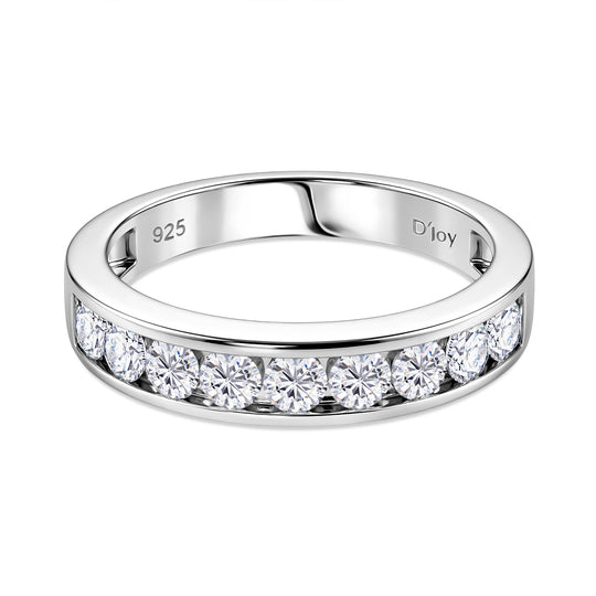 D'Joy GRA zertifiziert Moissanit Ring 925 Silber Rhodiniert (Größe 19.00) ca. 0.99 ct