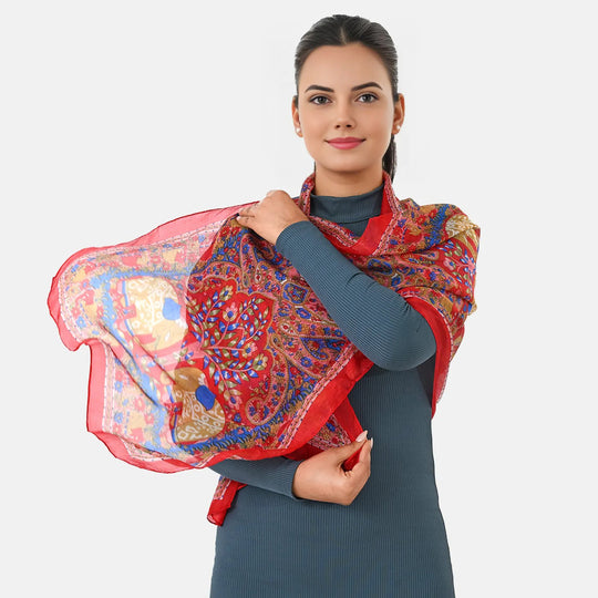 LA MAREY - Seidenschal 100% Seide 50 x 170 cm Rot