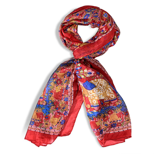 LA MAREY - Seidenschal 100% Seide 50 x 170 cm Rot
