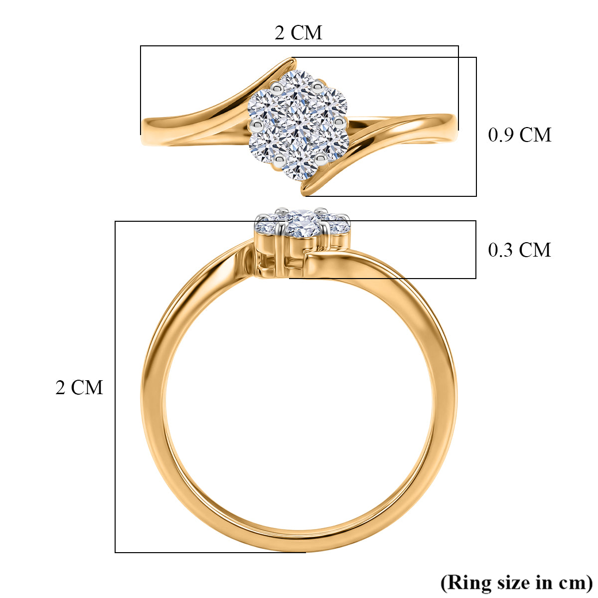LUXURIANT DIAMOND - Lab Grown Diamant SI-GH Ring 925 Silber 750 Vergoldet (Größe 17.00) (10-15 Werktage Lieferzeit) ca. 0.25 ct