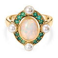 D'Joy natürlicher, äthiopischer Welo Opal, Perle und Smaragd Ring