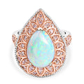 D'Joy AAA Natürlicher, äthiopischer Welo Opal, Rosa Diamant Ring 925 Silber Rhodiniert (Größe 16.00) ca. 4,39 ct