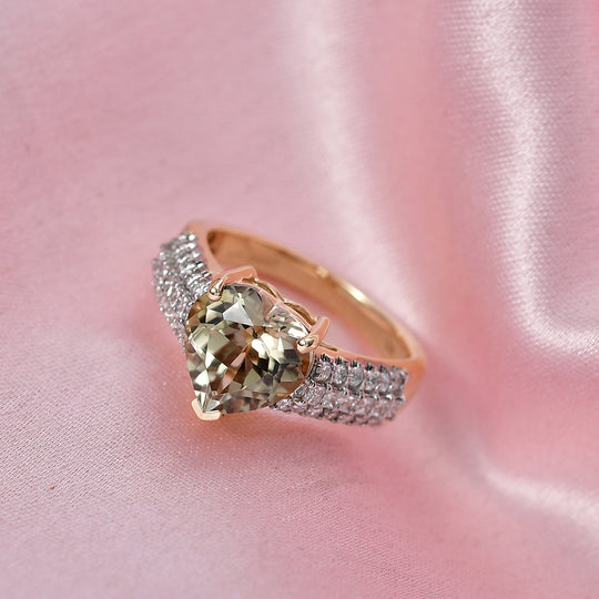 LUXURIANT  (10-16 Werktage Lieferzeit)  3,50 ct. AAA Turkizit und Labor Diamant Ring in 417 Gold