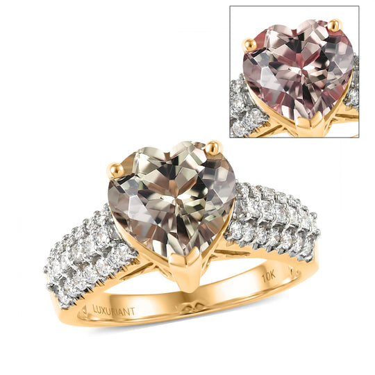 LUXURIANT  (10-16 Werktage Lieferzeit)  3,50 ct. AAA Turkizit und Labor Diamant Ring in 417 Gold
