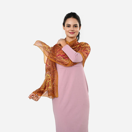 LA MAREY Seidenschal 100% Seide 50 x 170 cm Gelb