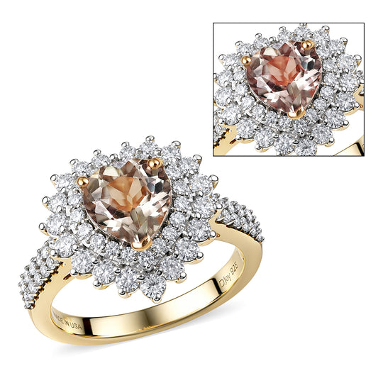 D'Joy AA Turkizit, Moissanit Ring 925 Silber 750 Gelbgold vermeil (Größe 17.00)   (10-16 Werktage Lieferzeit) ca. 1,95 ct