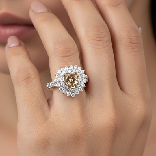 D'Joy AA Turkizit, Moissanit Ring 925 Silber 750 Gelbgold vermeil (Größe 17.00)   (10-16 Werktage Lieferzeit) ca. 1,95 ct