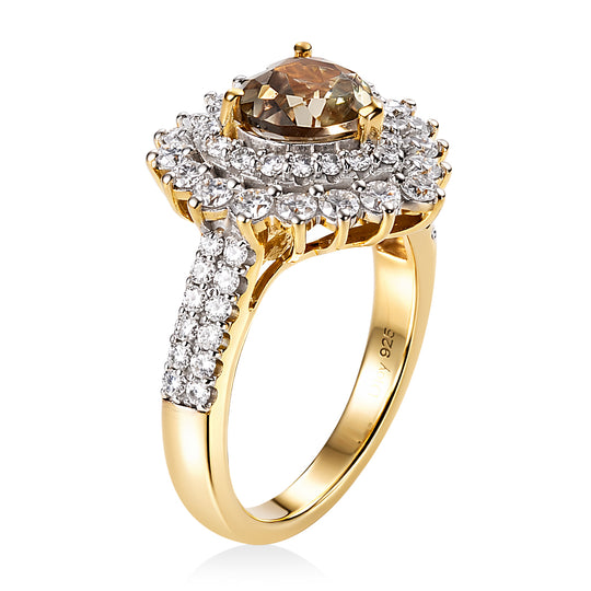 D'Joy AA Turkizit, Moissanit Ring 925 Silber 750 Gelbgold vermeil (Größe 17.00)   (10-16 Werktage Lieferzeit) ca. 1,95 ct
