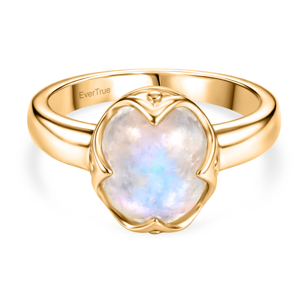 EVER TRUE AAA Regenbogen Mondstein Ring Nickelfreies Messing (Größe 18.00) ca. 3,94 ct