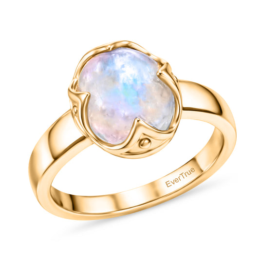 EVER TRUE AAA Regenbogen Mondstein Ring Nickelfreies Messing (Größe 18.00) ca. 3,94 ct