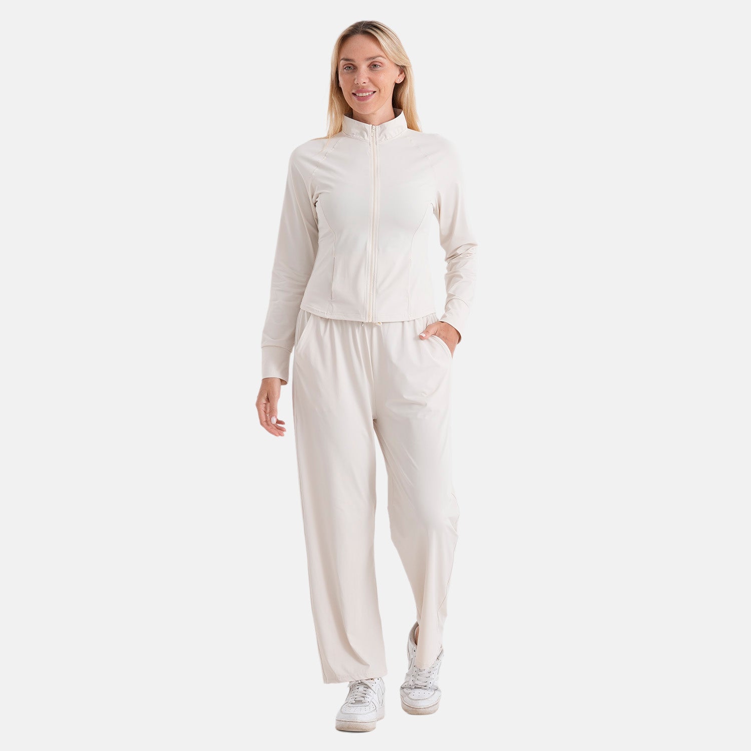LA MAREY Kühlendes Softkomfort Jacke, UV Schutz, EU 46-48, Weiß