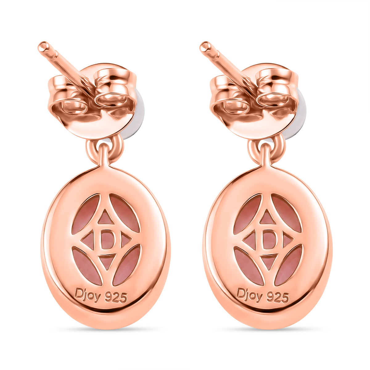 D'Joy AA Rosa Opal und 4mm Süßwasserperle Ohrringe, 925 Silber 750 rosévergoldet