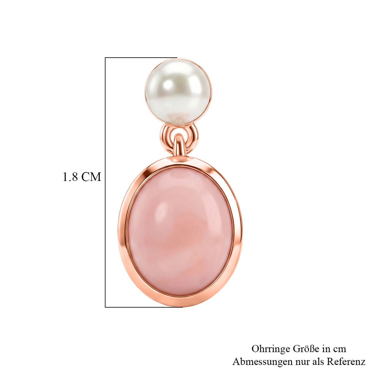 D'Joy AA Rosa Opal, Süßwasser Perle (4mm) Ohrringe 925 Silber 750 rosévergoldet