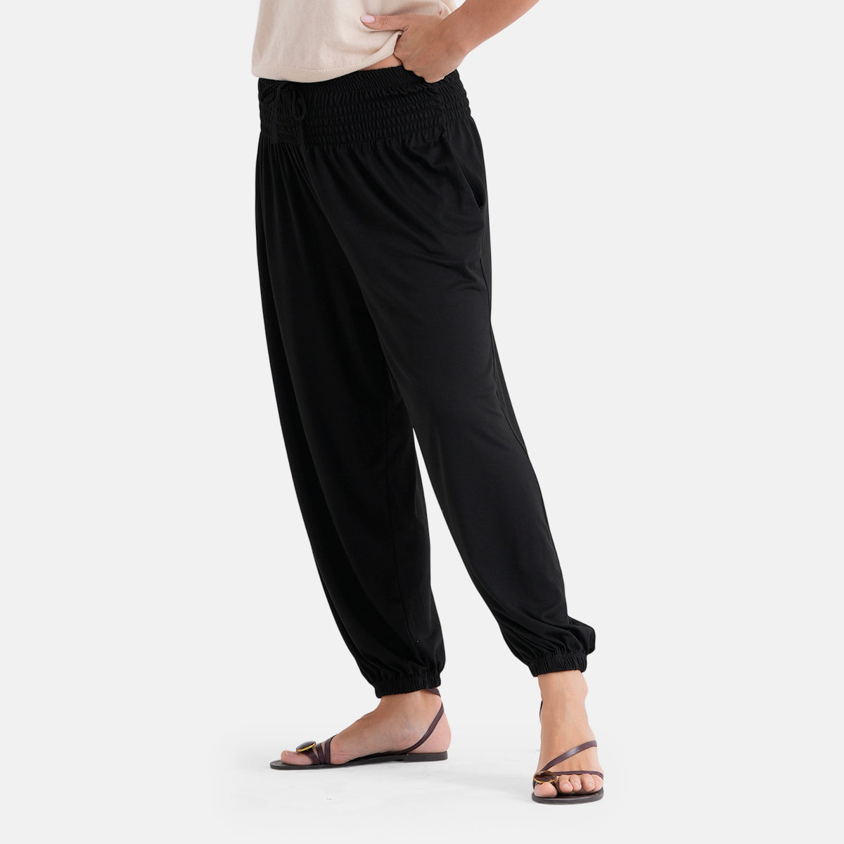 LA MAREY Jersey Komforthose mit Smokbund, Einheitsgröße, Schwarz