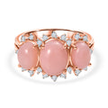 D'Joy AA Rosa Opal, Weißer Zirkon Ring 925 Silber 750 Roségold Vermeil (Größe 17.00) ca. 3.38 ct