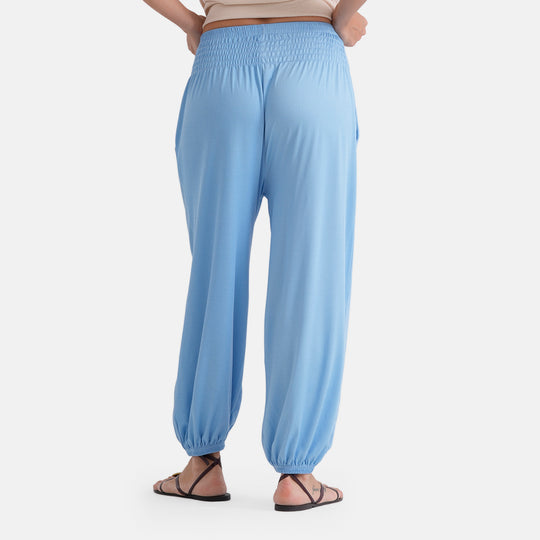 LA MAREY Jersey Komforthose mit Smokbund, Einheitsgröße, passend ca. für EU 34-40, Himmelblau