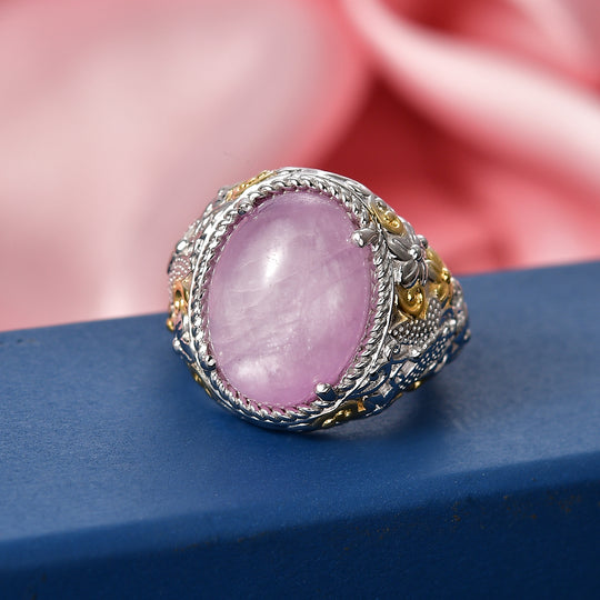 EVER TRUE Kunzit Ring Nickelfreies Messing, Bicolor, (Größe 19.00) ca. 11.40 ct
