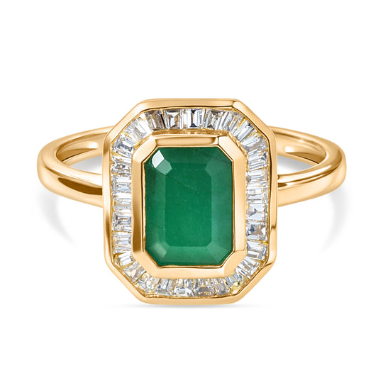 LUXURIANT - AA Socoto Smaragd, Lab Grown Diamant Ring 925 Silber 750 Gelbgold Vermeil (Größe 18.00) ca. 1,88 ct