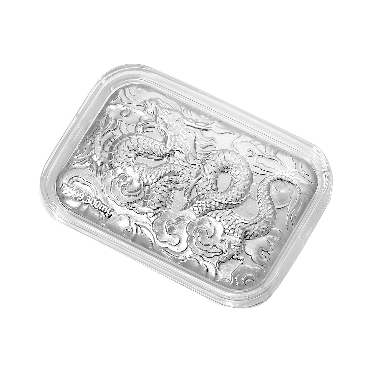 999 Platin-Barren mit Drachenmotiv, 300 mg