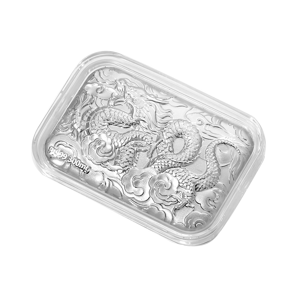 999 Platin-Barren mit Drachenmotiv, 300 mg