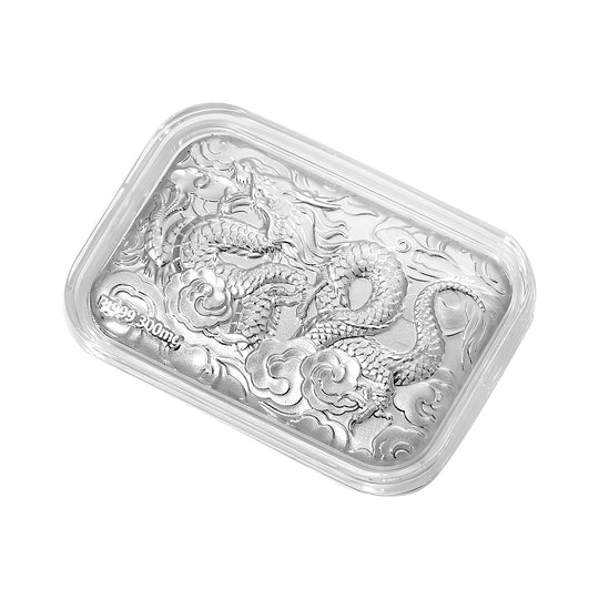 999 Platin-Barren mit Drachenmotiv, 300 mg
