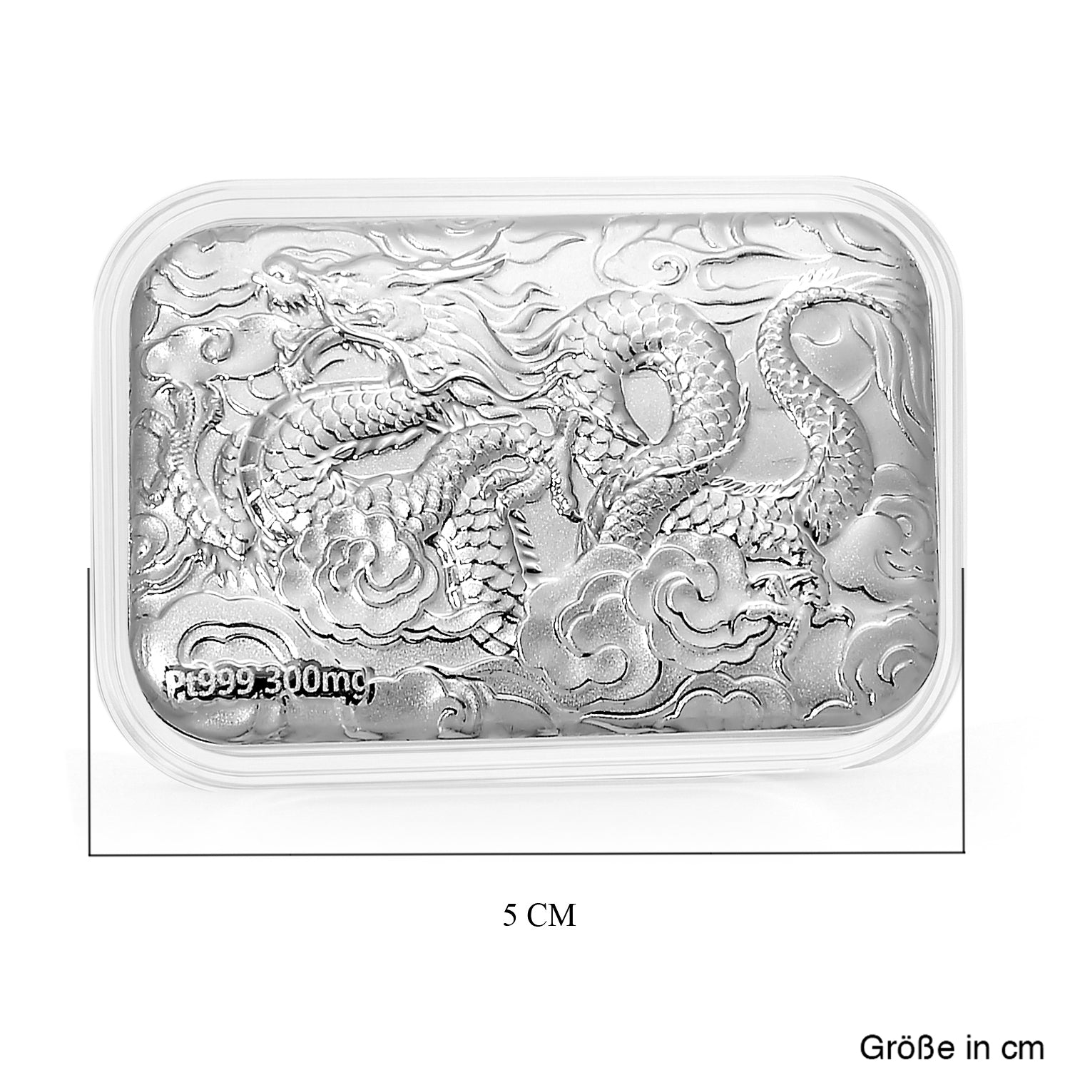 999 Platin-Barren mit Drachenmotiv, 300 mg